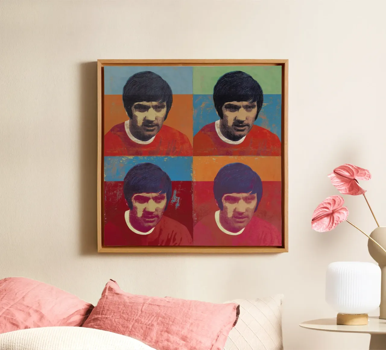 George Best 4 tela con Cornice a cassetta da Andy Bridge