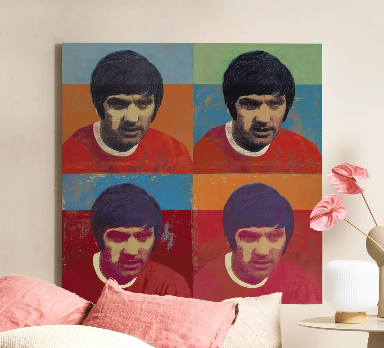 George Best 4 tela con Cornice a cassetta da Andy Bridge