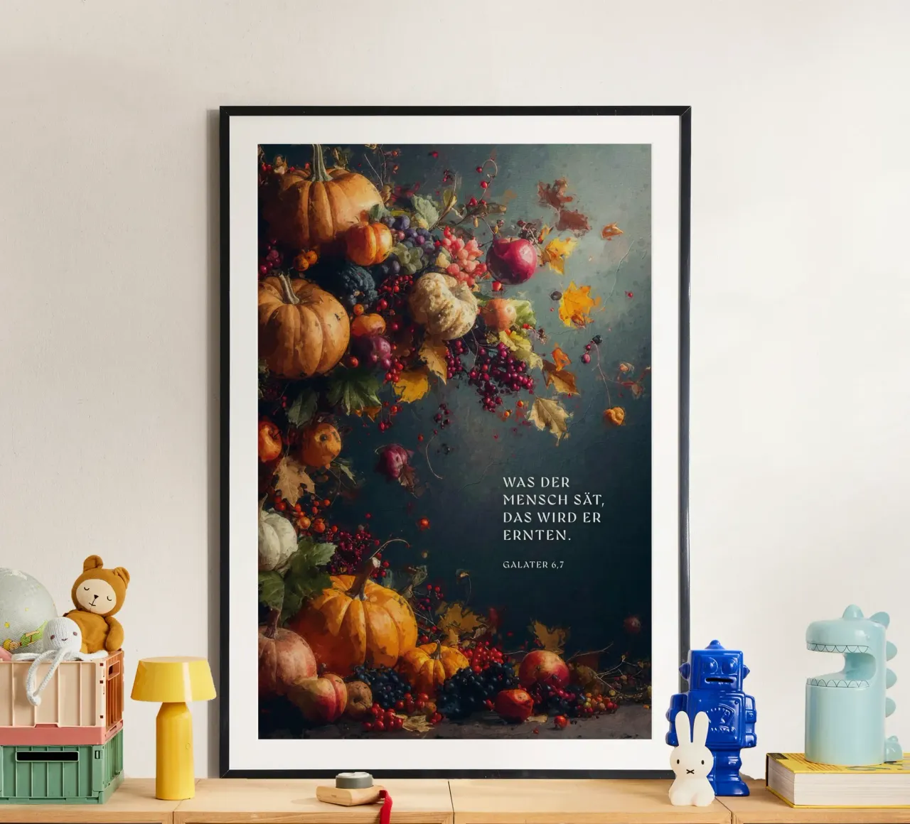 Ciò che un uomo semina, lo raccoglierà. poster con telaio in legno da undarstellbar Christliche Poster