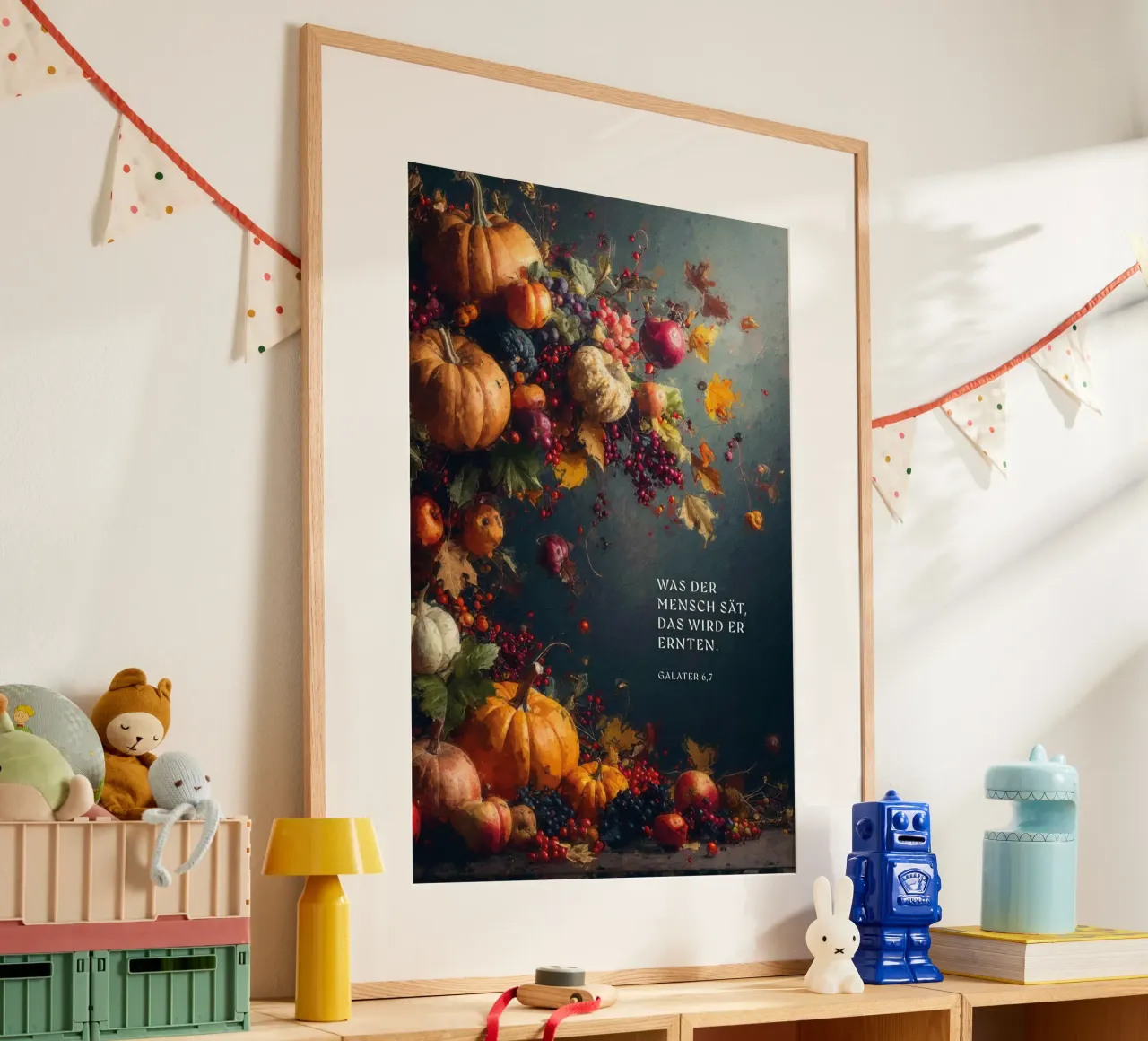 Ciò che un uomo semina, lo raccoglierà. poster con telaio in legno da undarstellbar Christliche Poster