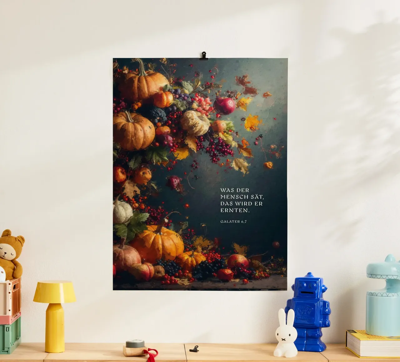 Ciò che un uomo semina, lo raccoglierà. poster con telaio in legno da undarstellbar Christliche Poster