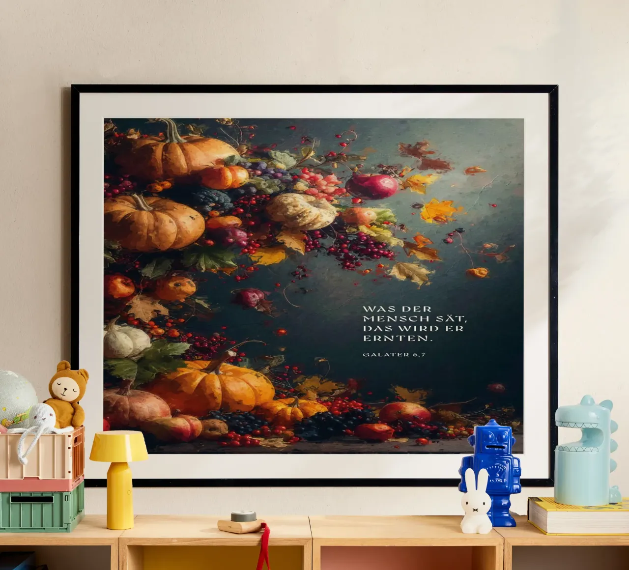 Ciò che un uomo semina, lo raccoglierà. poster con telaio in legno da undarstellbar Christliche Poster