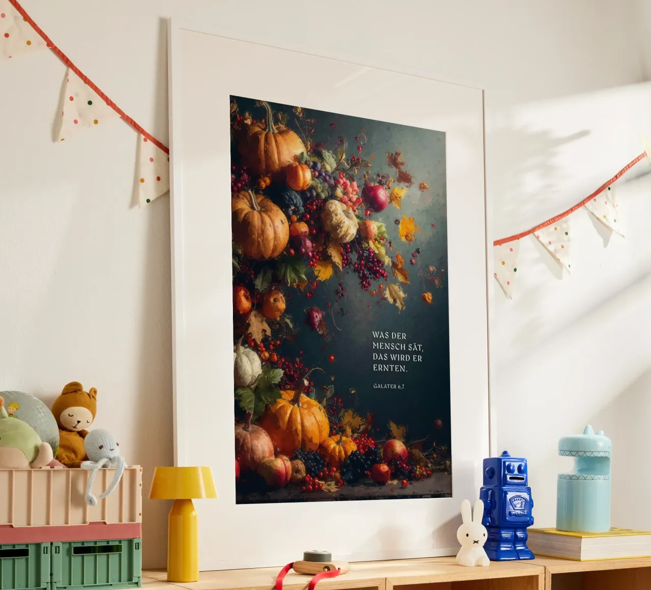 Ciò che un uomo semina, lo raccoglierà. poster con telaio in legno da undarstellbar Christliche Poster