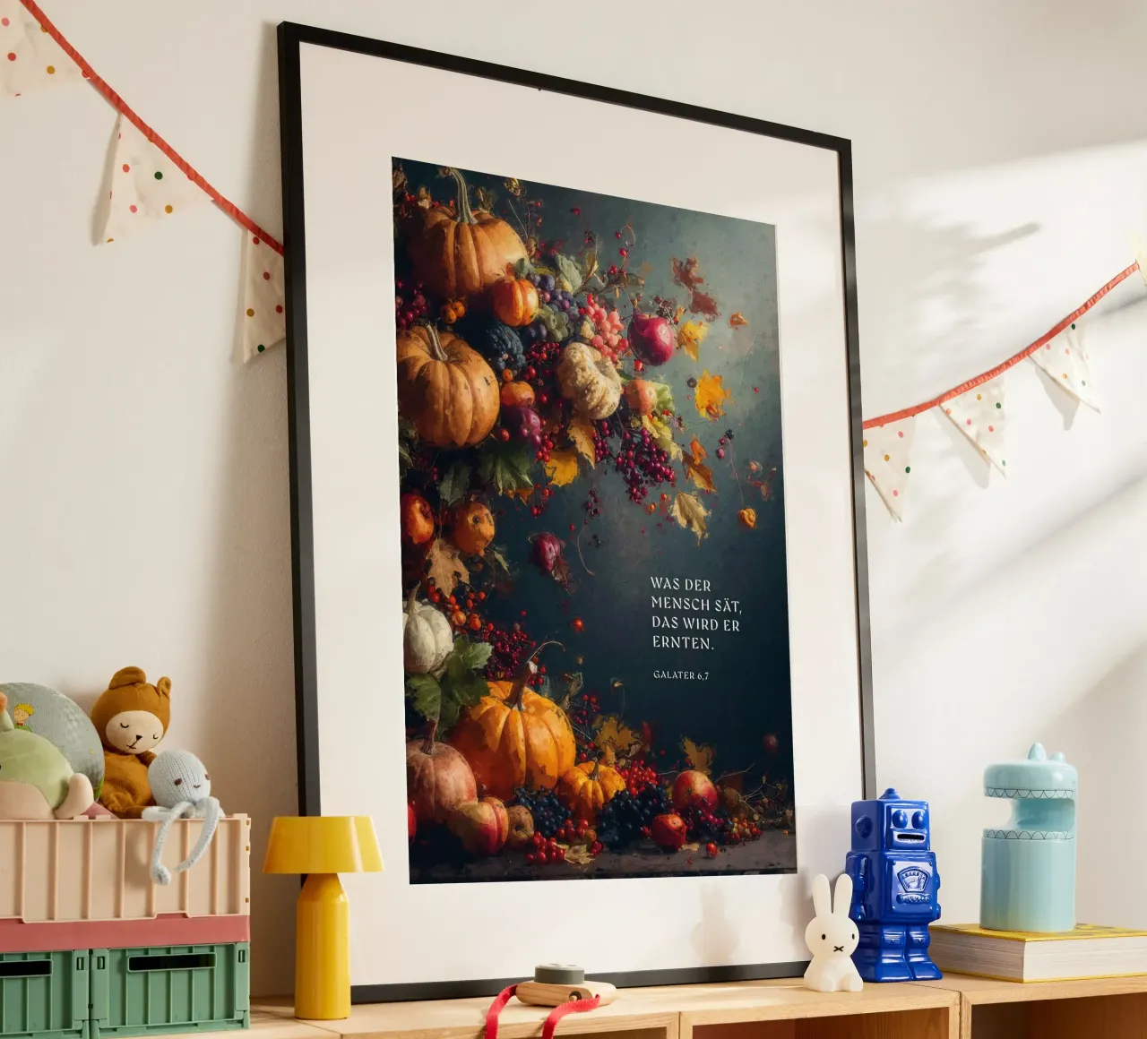 Ciò che un uomo semina, lo raccoglierà. poster con telaio in legno da undarstellbar Christliche Poster