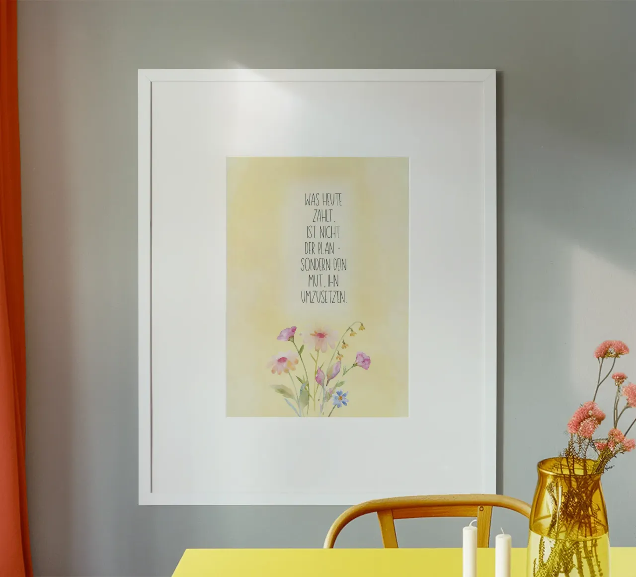 Was heute zählt... poster con telaio in legno da AESTHETIC VIBES by Isabel