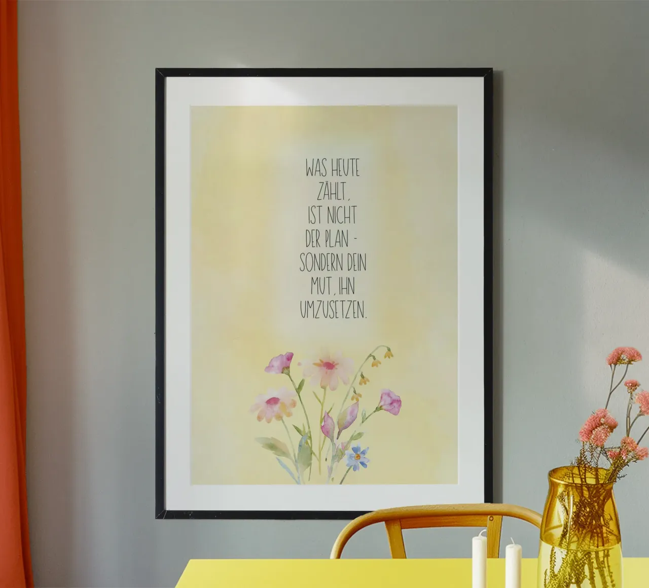 Was heute zählt... poster con telaio in legno da AESTHETIC VIBES by Isabel
