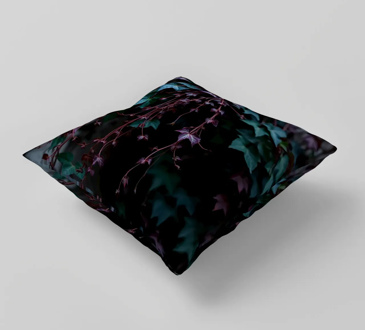 Pianta di edera con foglie verdi e viola cuscino da DesignDoodle