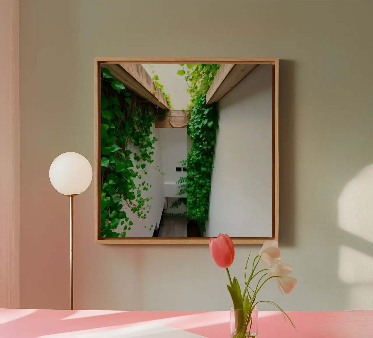 Cortile interno con viti e lucernario tela con Cornice a cassetta da DesignDoodle