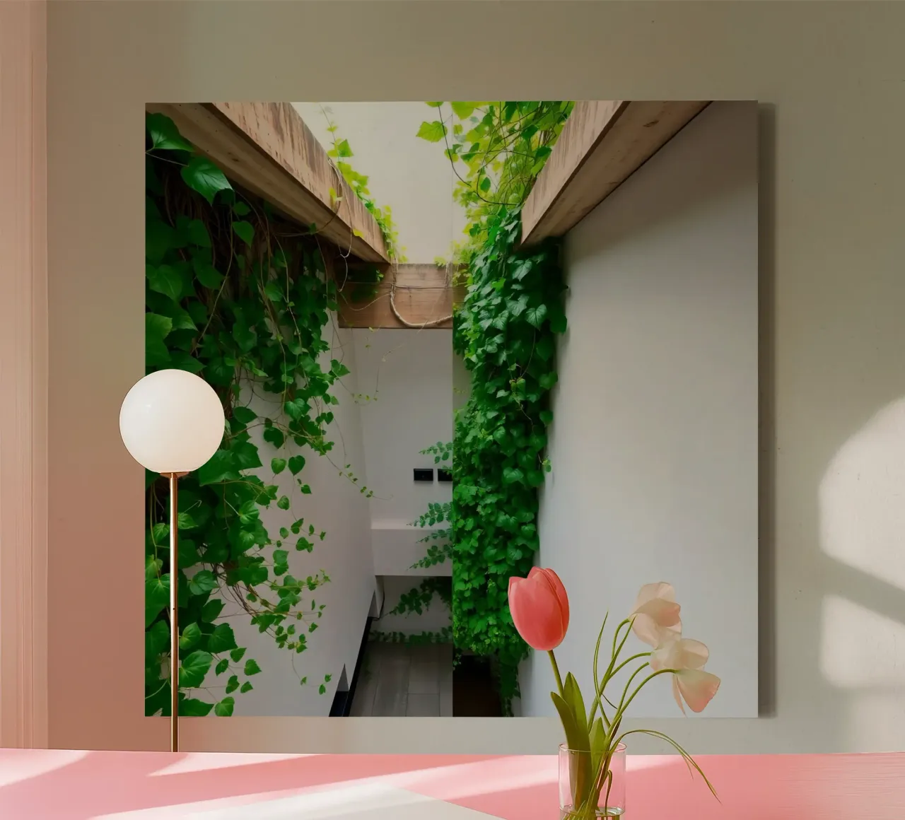 Cortile interno con viti e lucernario tela con Cornice a cassetta da DesignDoodle