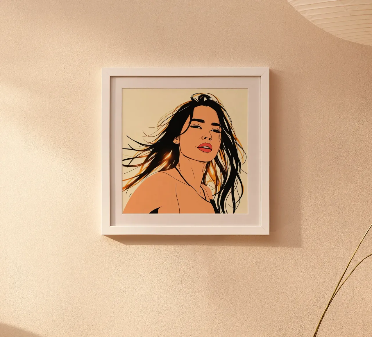 Illustration einer Frau mit schwarzem Haar und rotem Lippenstift Poster von DesignDoodle