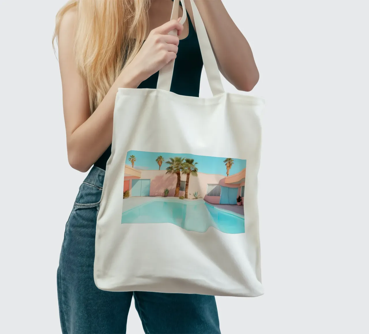 Palm Springs Retro Pool borsa in juta da robertmotoiart