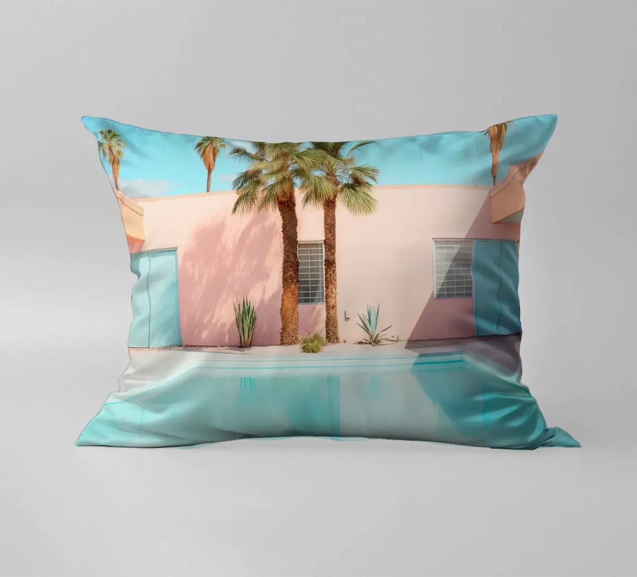 Palm Springs Retro Pool cuscino da robertmotoiart