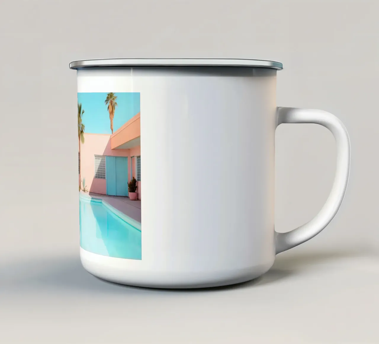 Palm Springs Retro Pool tazza in smalto da robertmotoiart