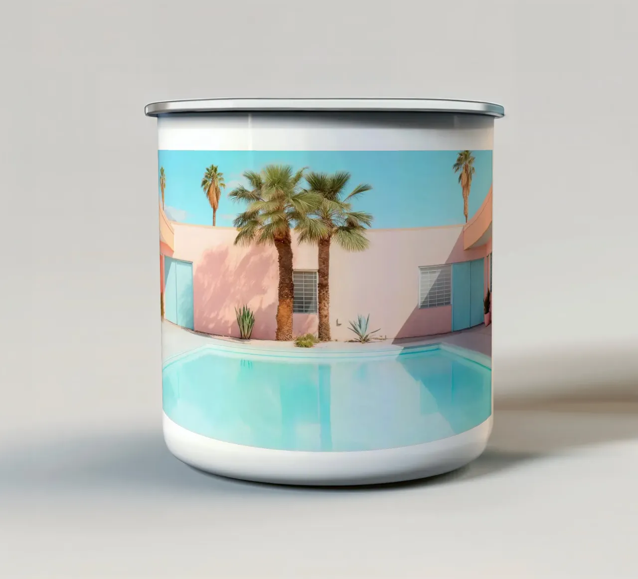 Palm Springs Retro Pool tazza in smalto da robertmotoiart