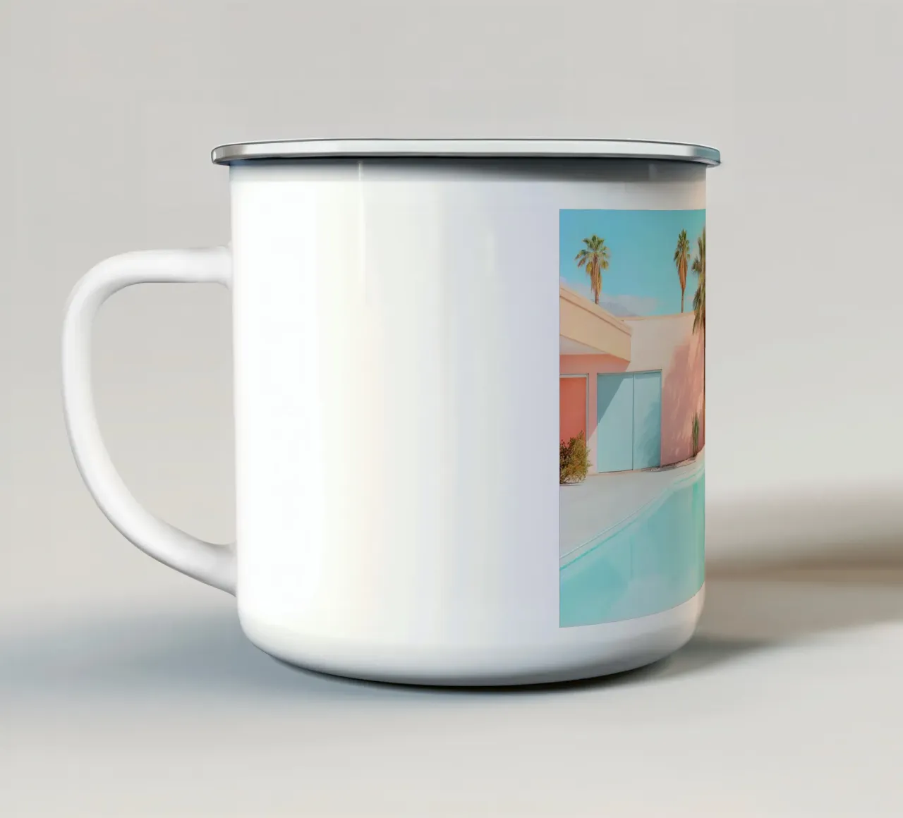 Palm Springs Retro Pool tazza in smalto da robertmotoiart
