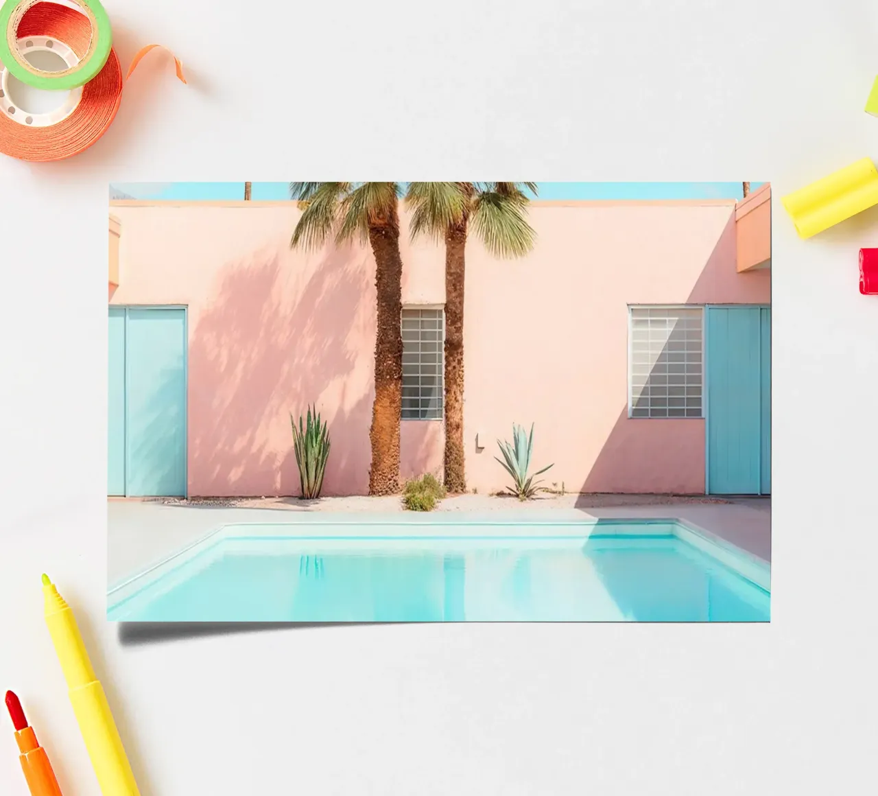 Palm Springs Retro Pool foglio adesivo da robertmotoiart