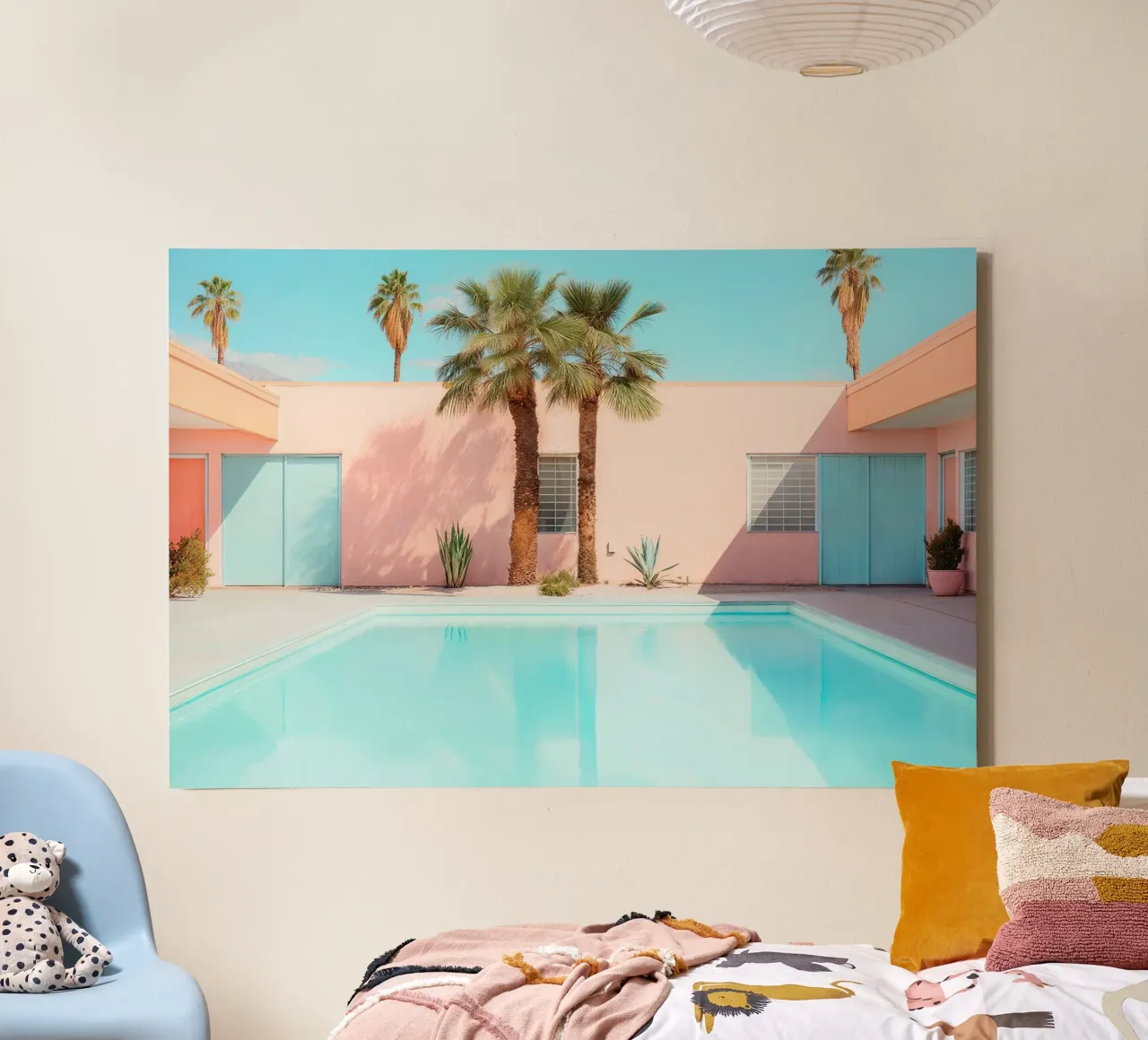 Palm Springs Retro Pool canvas by robertmotoiart