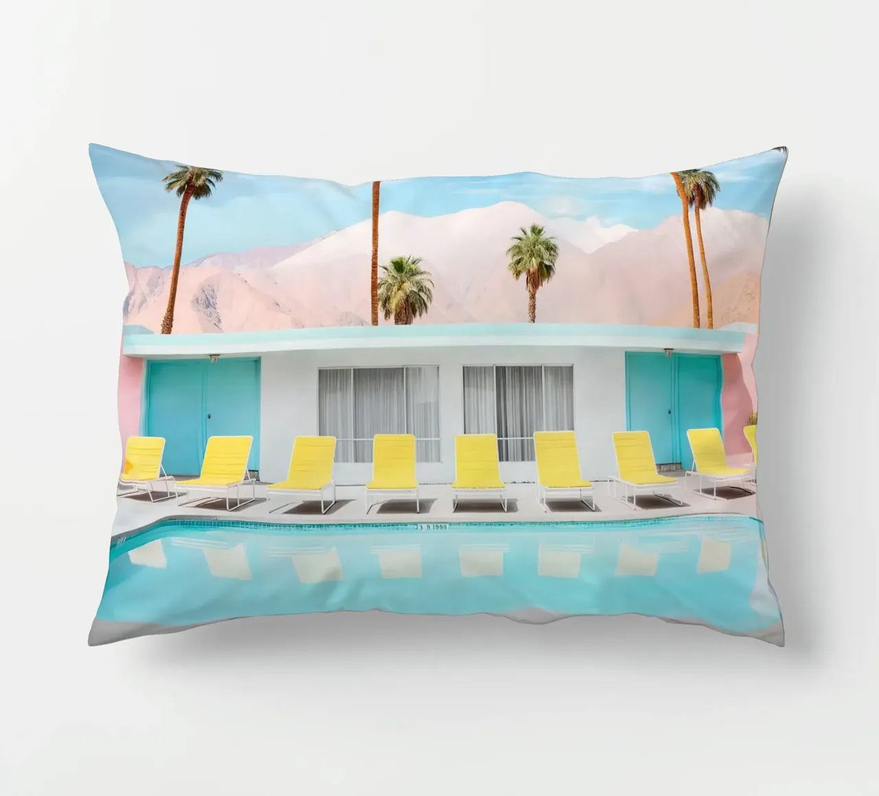 Palm Spring Pool Day decorative cushion by robertmotoiart