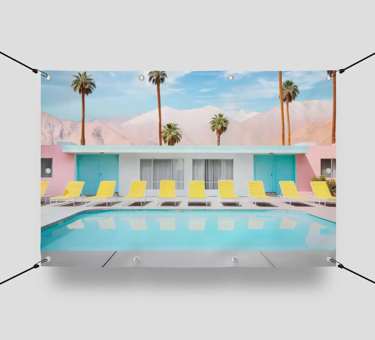 Palm Spring Pool Day lonas publicitarias de robertmotoiart