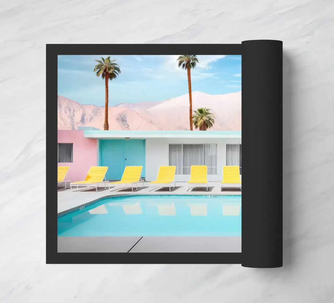 Palm Spring Pool Day doormat by robertmotoiart