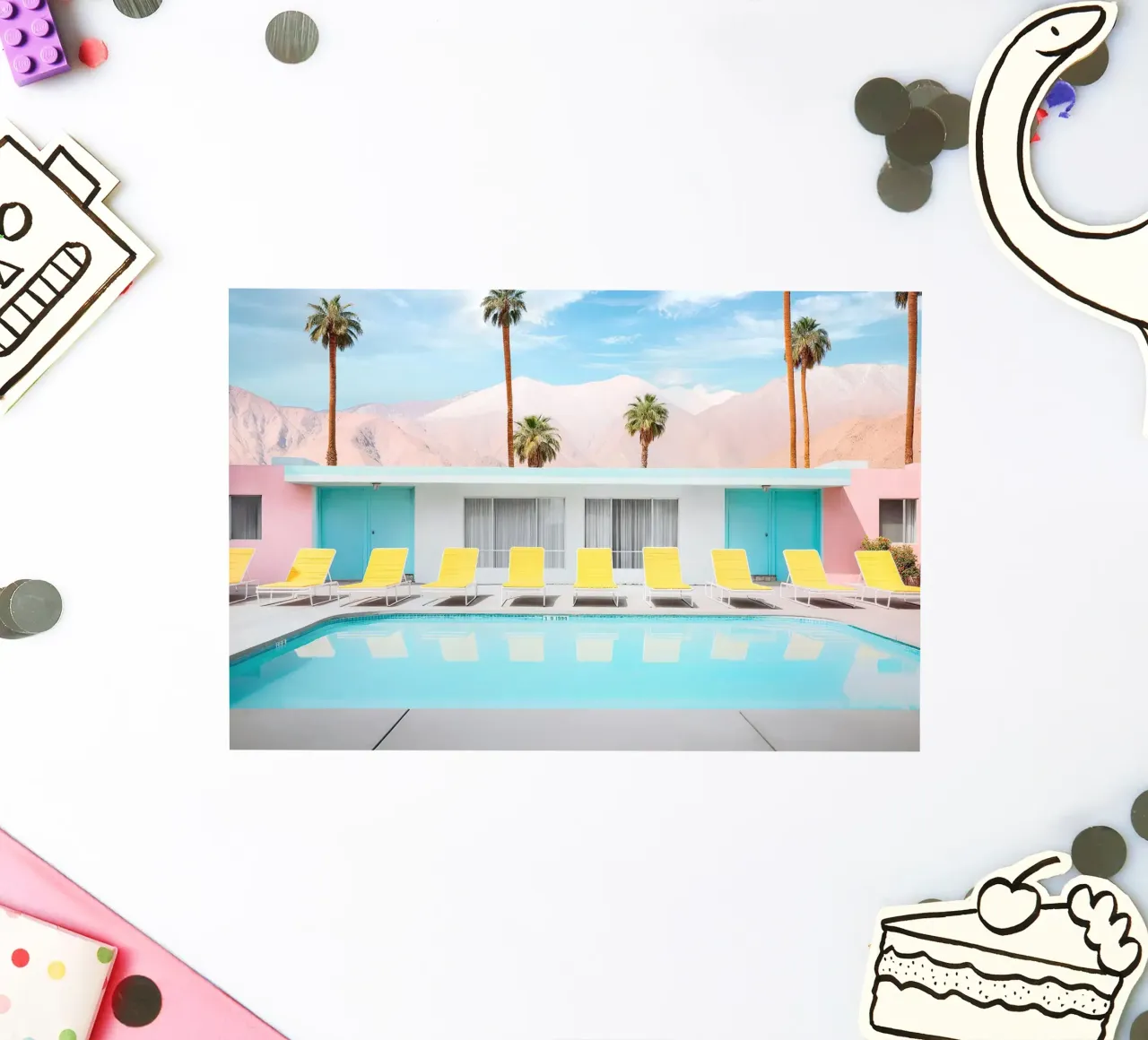 Palm Spring Pool Day adesivo da robertmotoiart