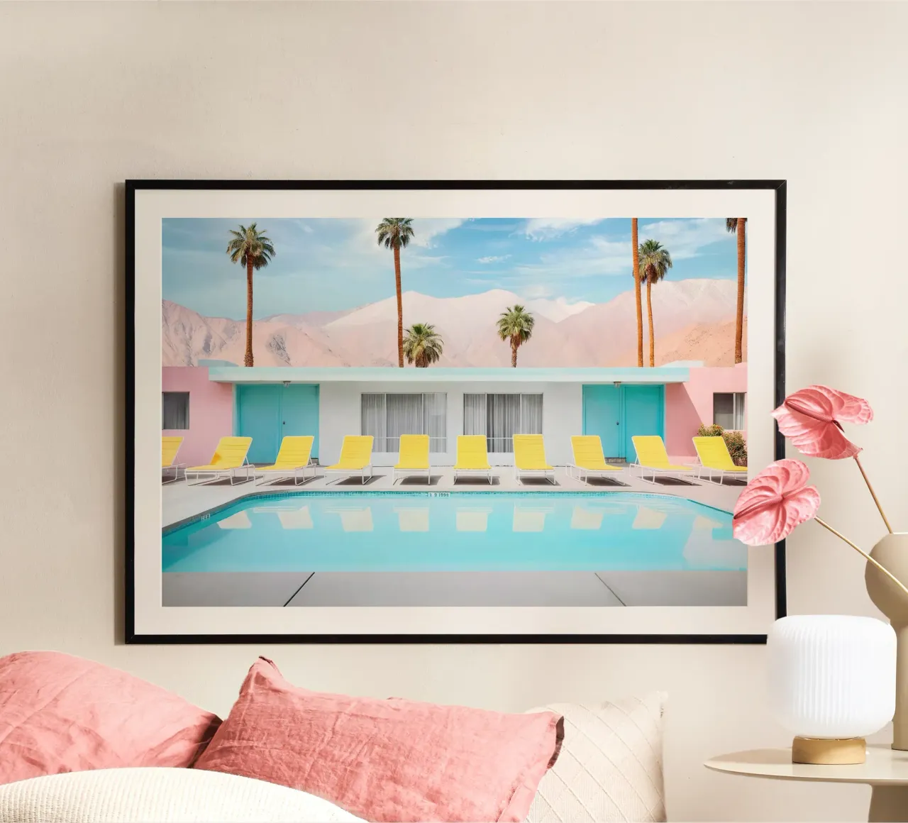 Palm Spring Pool Day hahnemühle by robertmotoiart