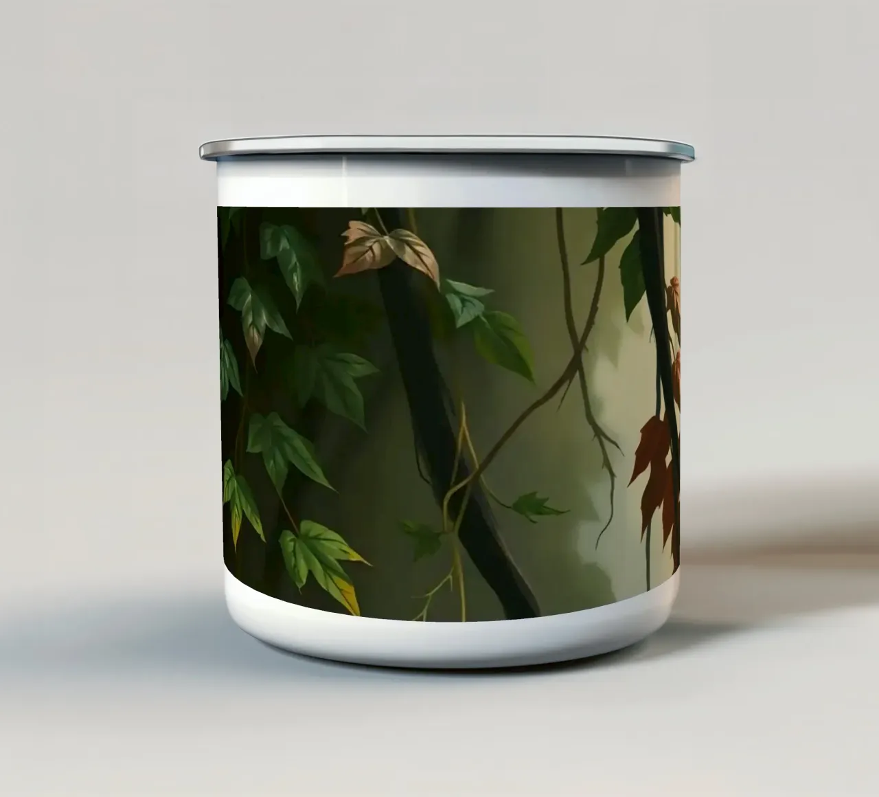 Illustrazione di viti e rami pendenti tazza in smalto da DesignDoodle