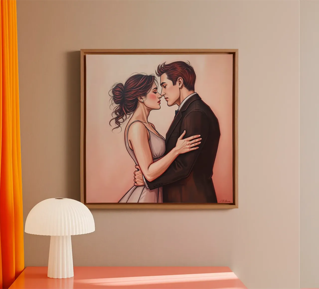 Omhelzend paar in formele kleding canvas met Baklijst van DesignDoodle