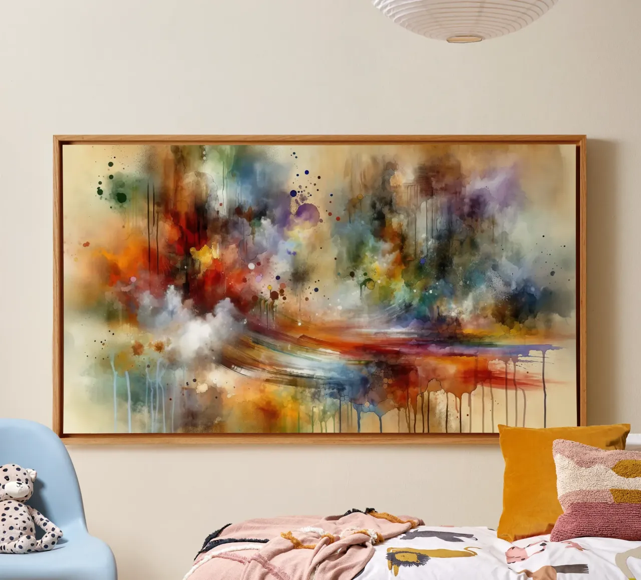 Un vibrante tocco di colore tela con Cornice a cassetta da Chromatic Fusion Studio