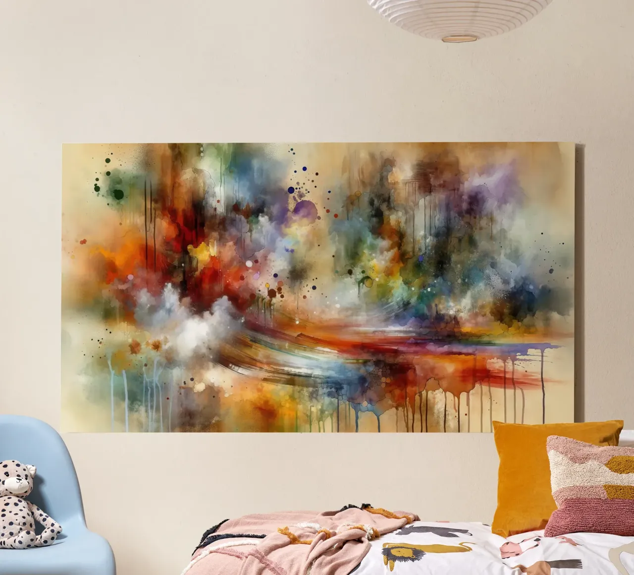 Un vibrante tocco di colore tela con Cornice a cassetta da Chromatic Fusion Studio