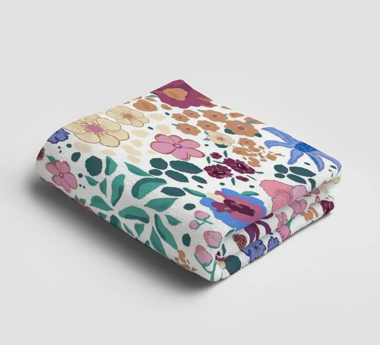 Ditsy colorful pattern white towel by gulsengunel