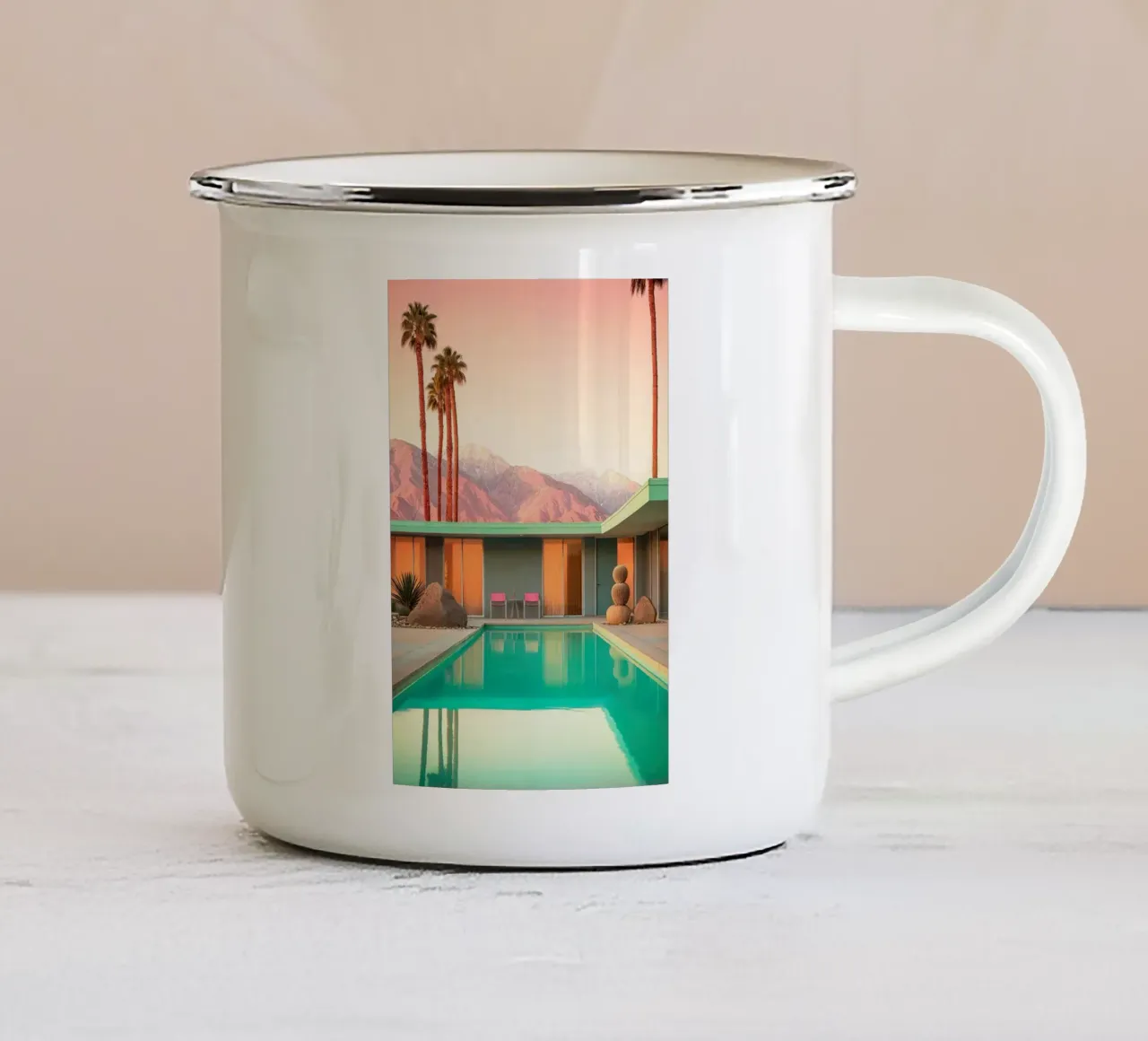 Motel 66 Palm Spring tazza in smalto da lennytravers
