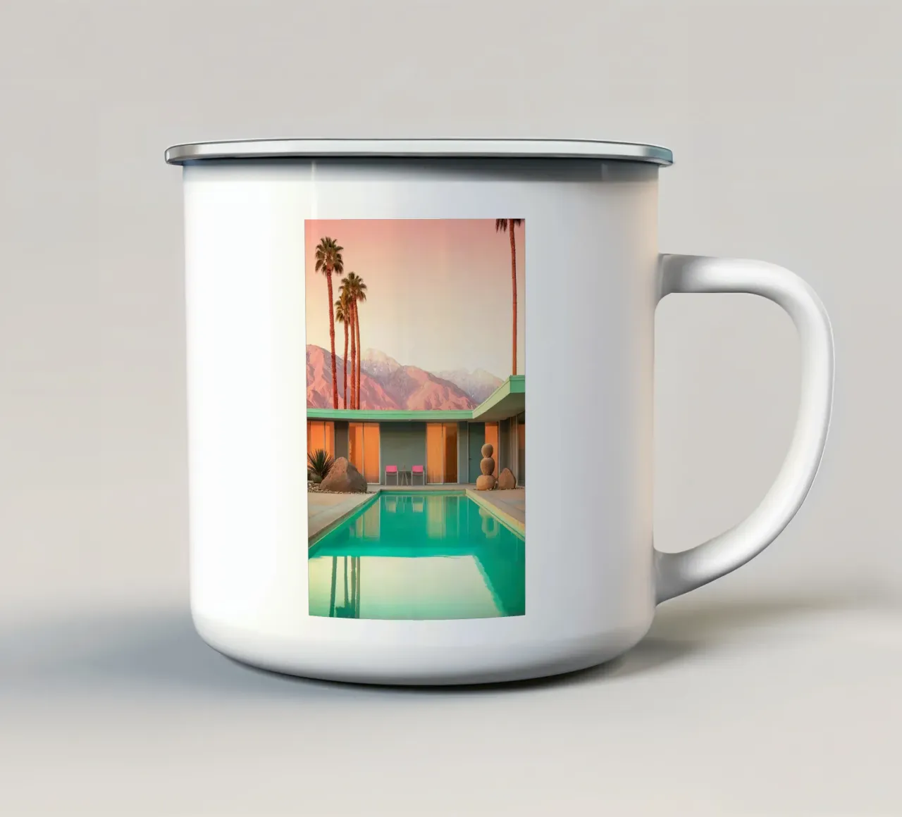 Motel 66 Palm Spring tazza in smalto da lennytravers