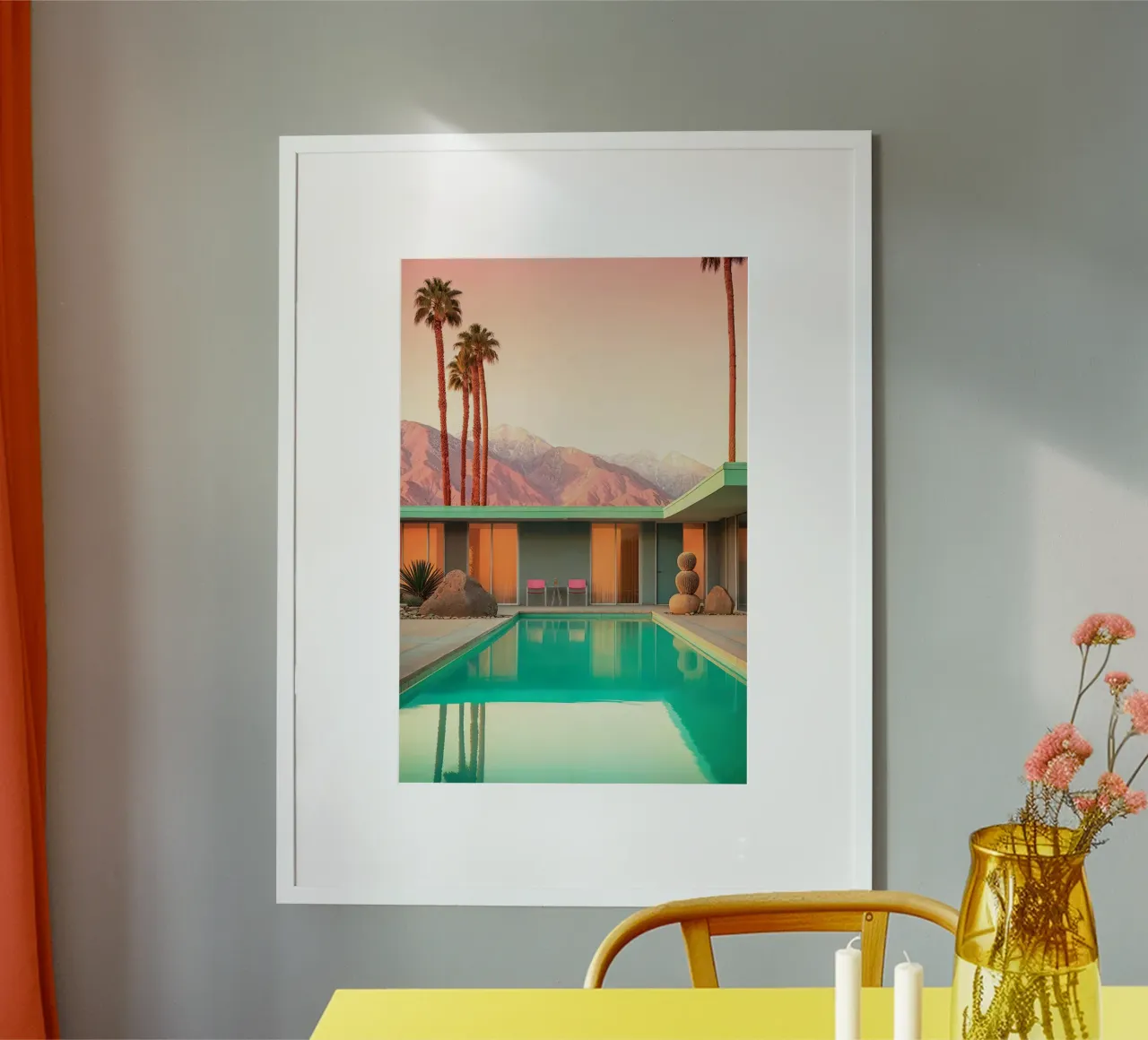 Motel 66 Palm Spring poster con telaio in plastica da lennytravers