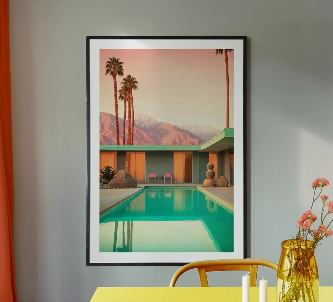 Motel 66 Palm Spring poster con telaio in plastica da lennytravers