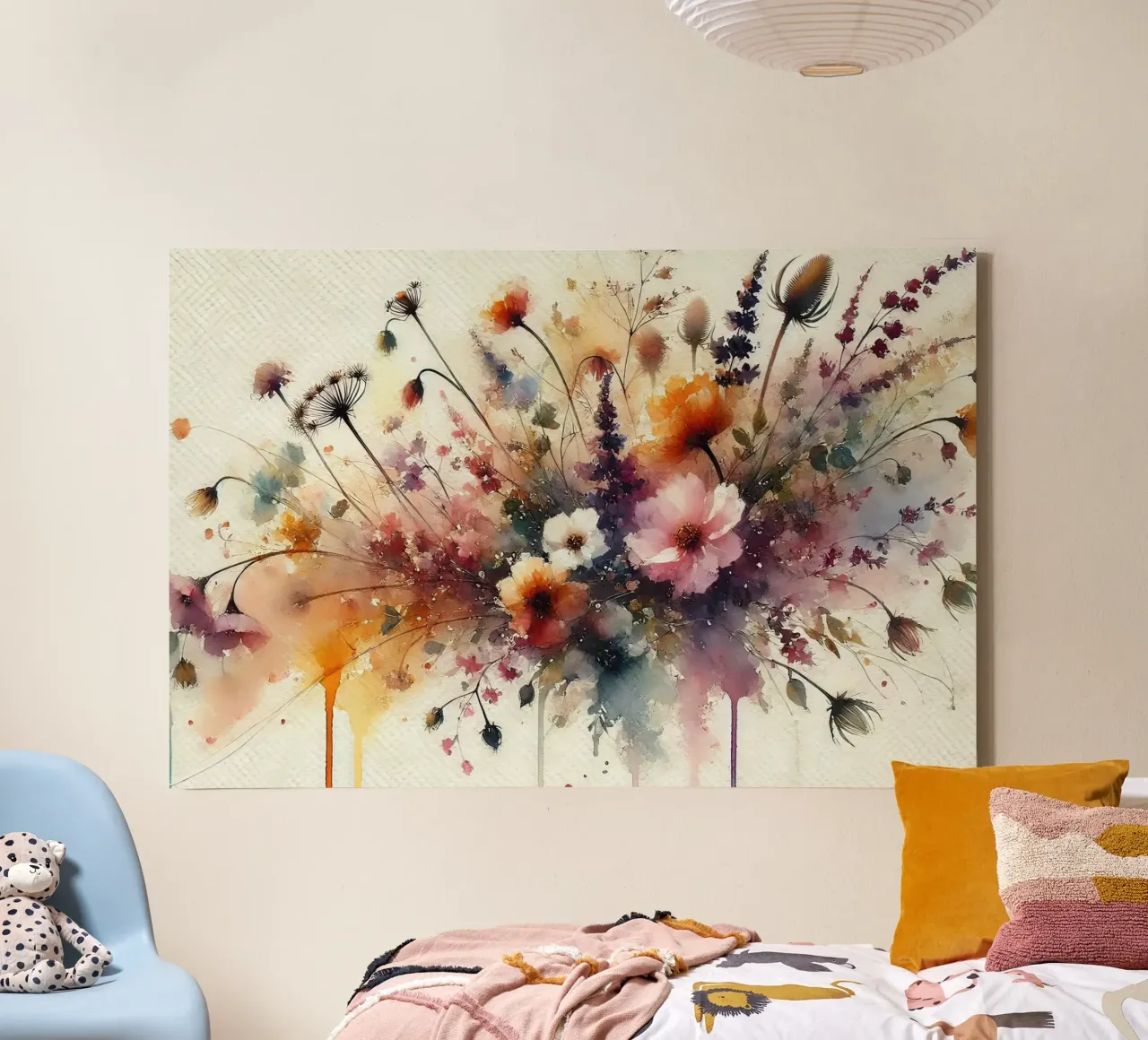 Levendige wilde bloemen symfonie canvas met Baklijst van Chromatic Fusion Studio
