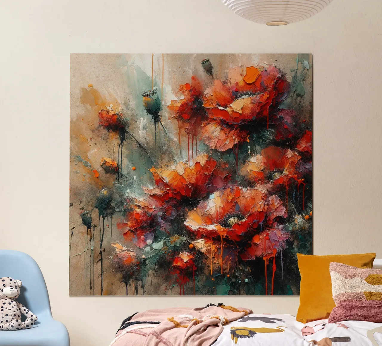 Fiori vivaci in fiore poster con telaio in plastica da Chromatic Fusion Studio