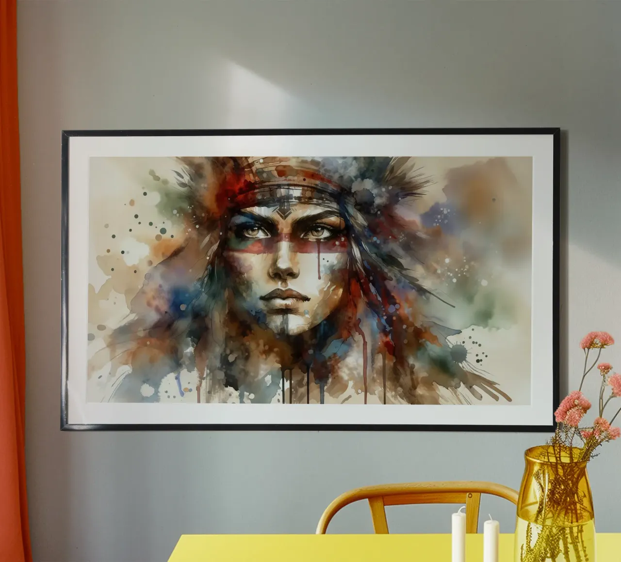 Vivida espressione guerriera poster con telaio in plastica da Chromatic Fusion Studio