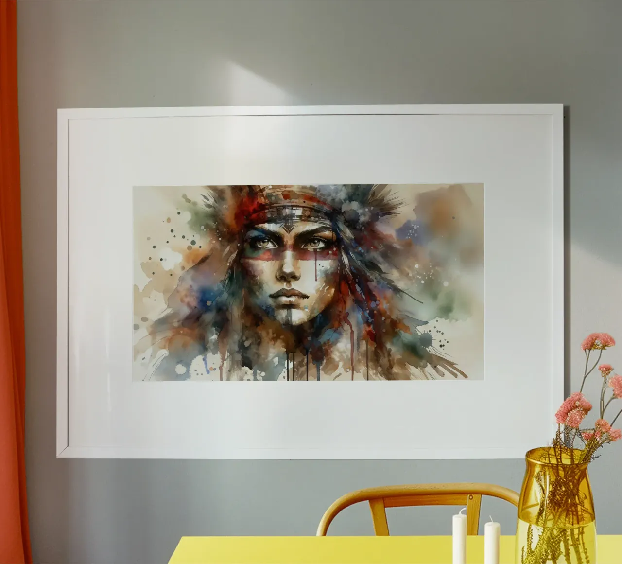 Vivida espressione guerriera poster con telaio in plastica da Chromatic Fusion Studio