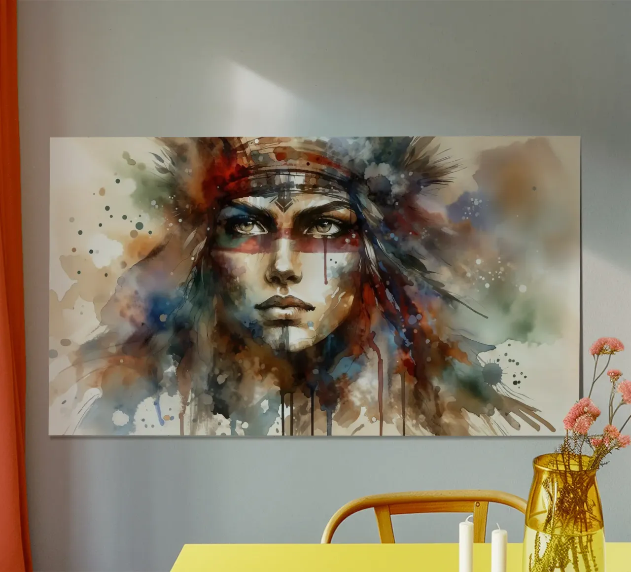 Vivida espressione guerriera poster con telaio in plastica da Chromatic Fusion Studio
