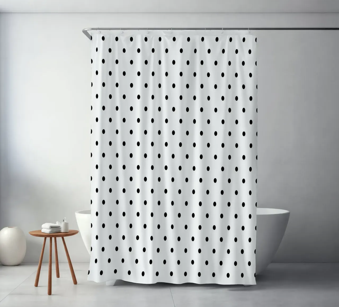 Minimal Basic Polka Dots | Nero su bianco tenda da doccia da Beauty in Simplicity