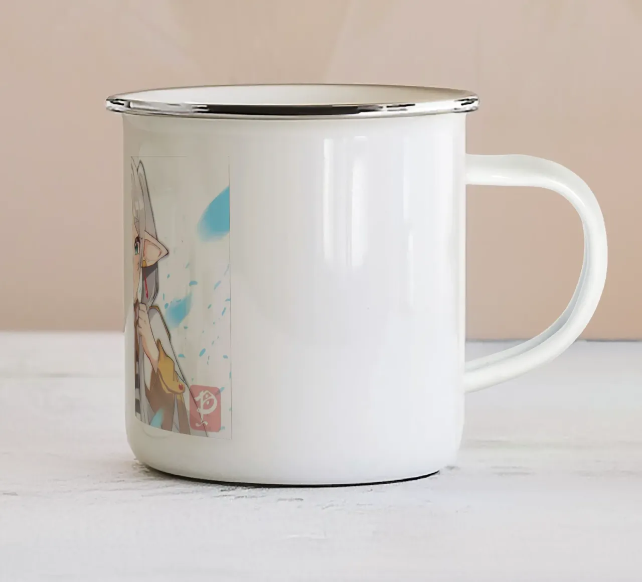 ragazza timida tazza in smalto da donald shop