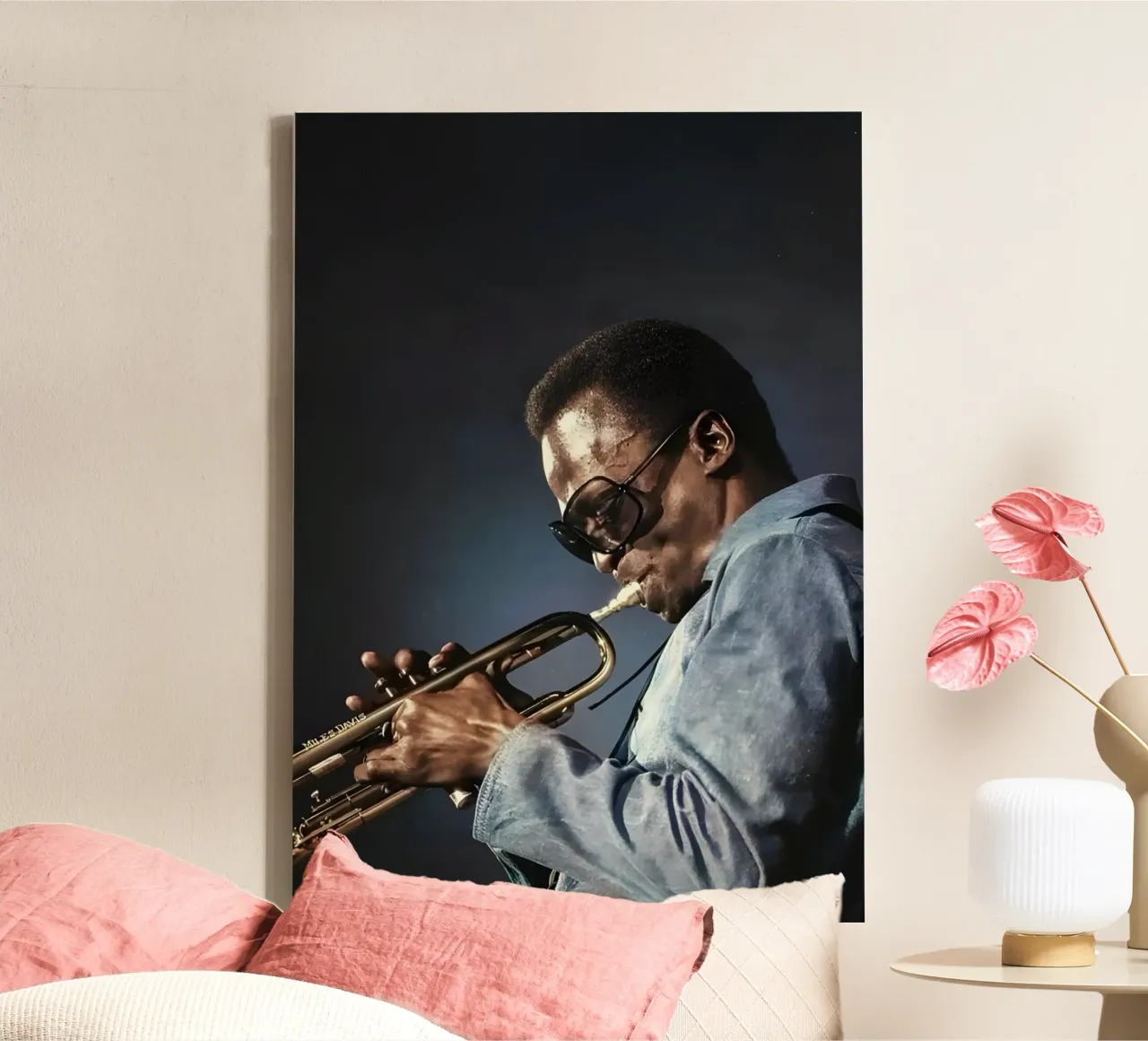 Miles Davis tela con Cornice a cassetta da Low poly art