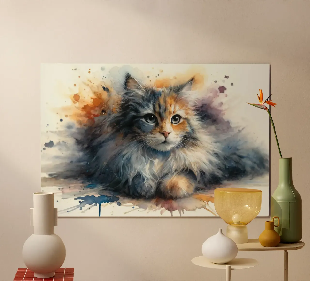 Skurrile Feline Splash Poster von Chromatic Fusion Studio