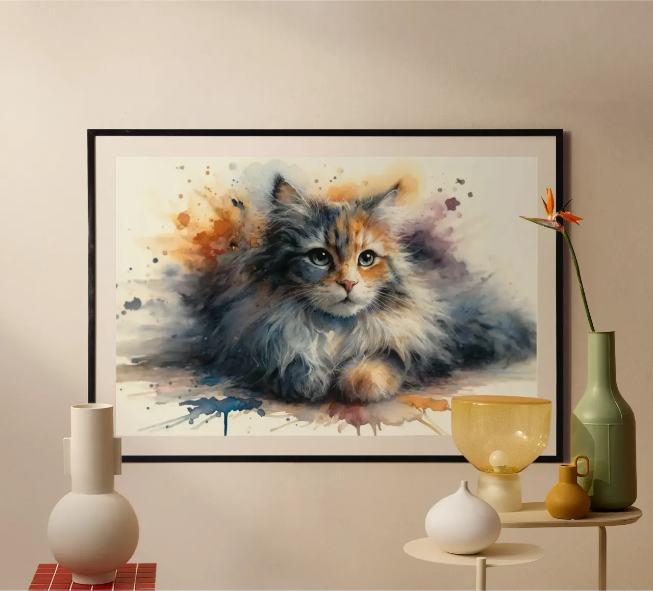 Skurrile Feline Splash Poster von Chromatic Fusion Studio