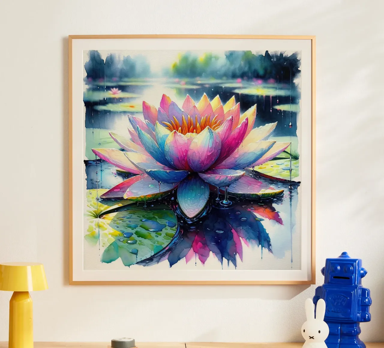 Sussurri dello stagno poster con telaio in legno da Chromatic Fusion Studio