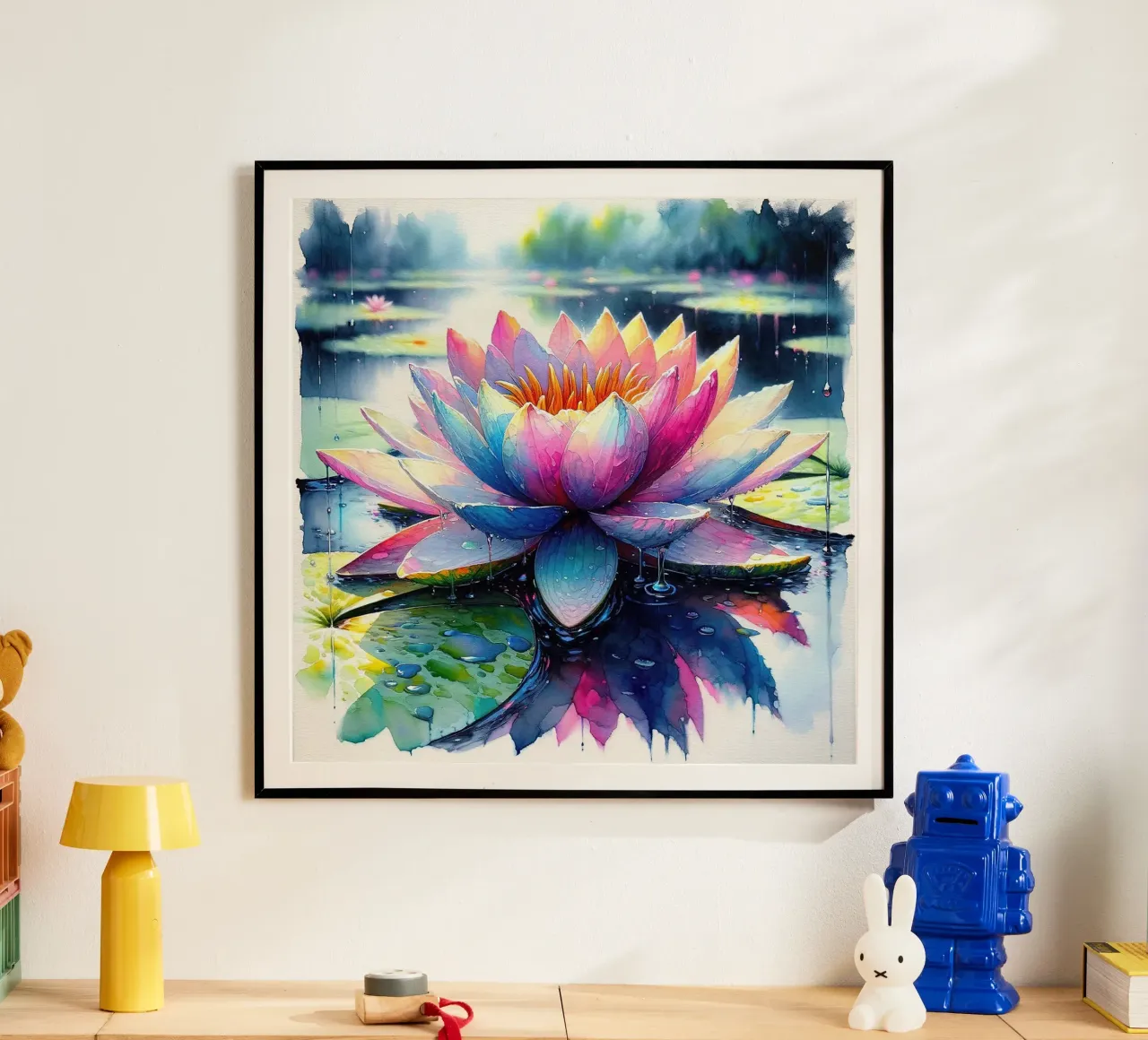 Sussurri dello stagno poster con telaio in legno da Chromatic Fusion Studio