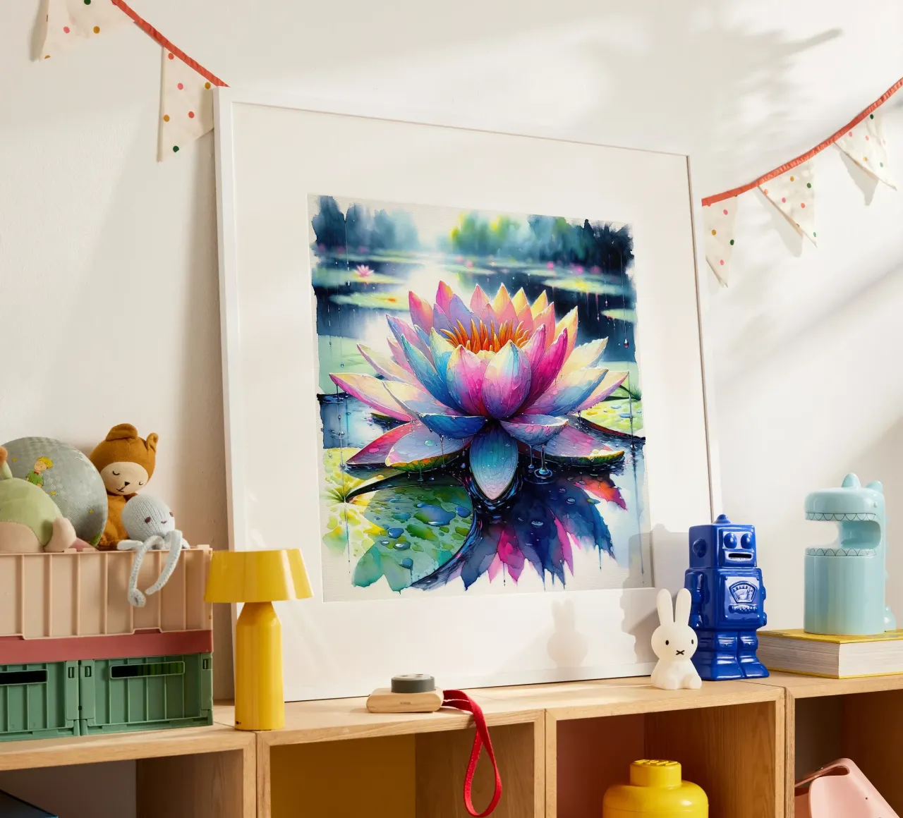 Sussurri dello stagno poster con telaio in legno da Chromatic Fusion Studio