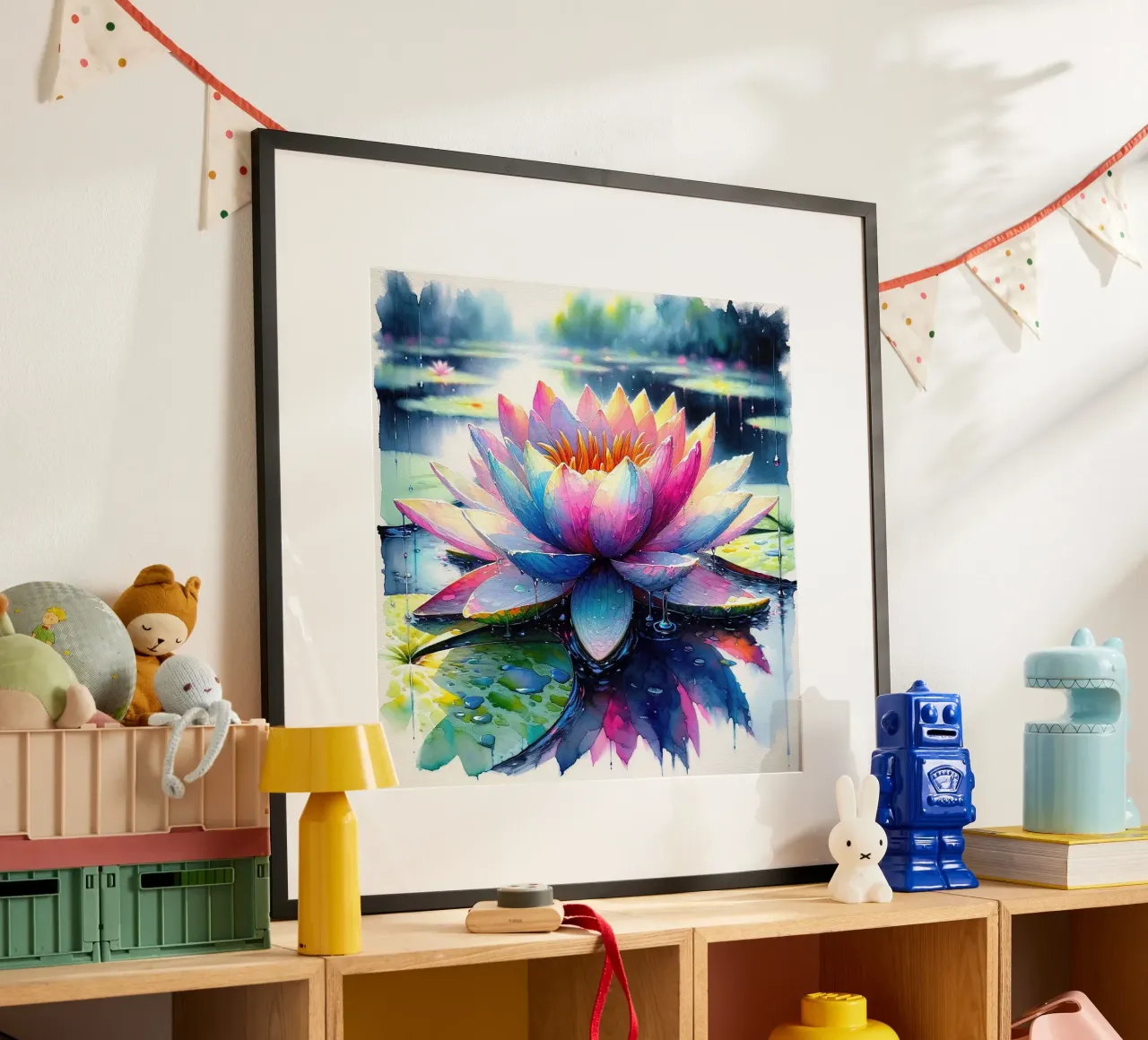 Sussurri dello stagno poster con telaio in legno da Chromatic Fusion Studio
