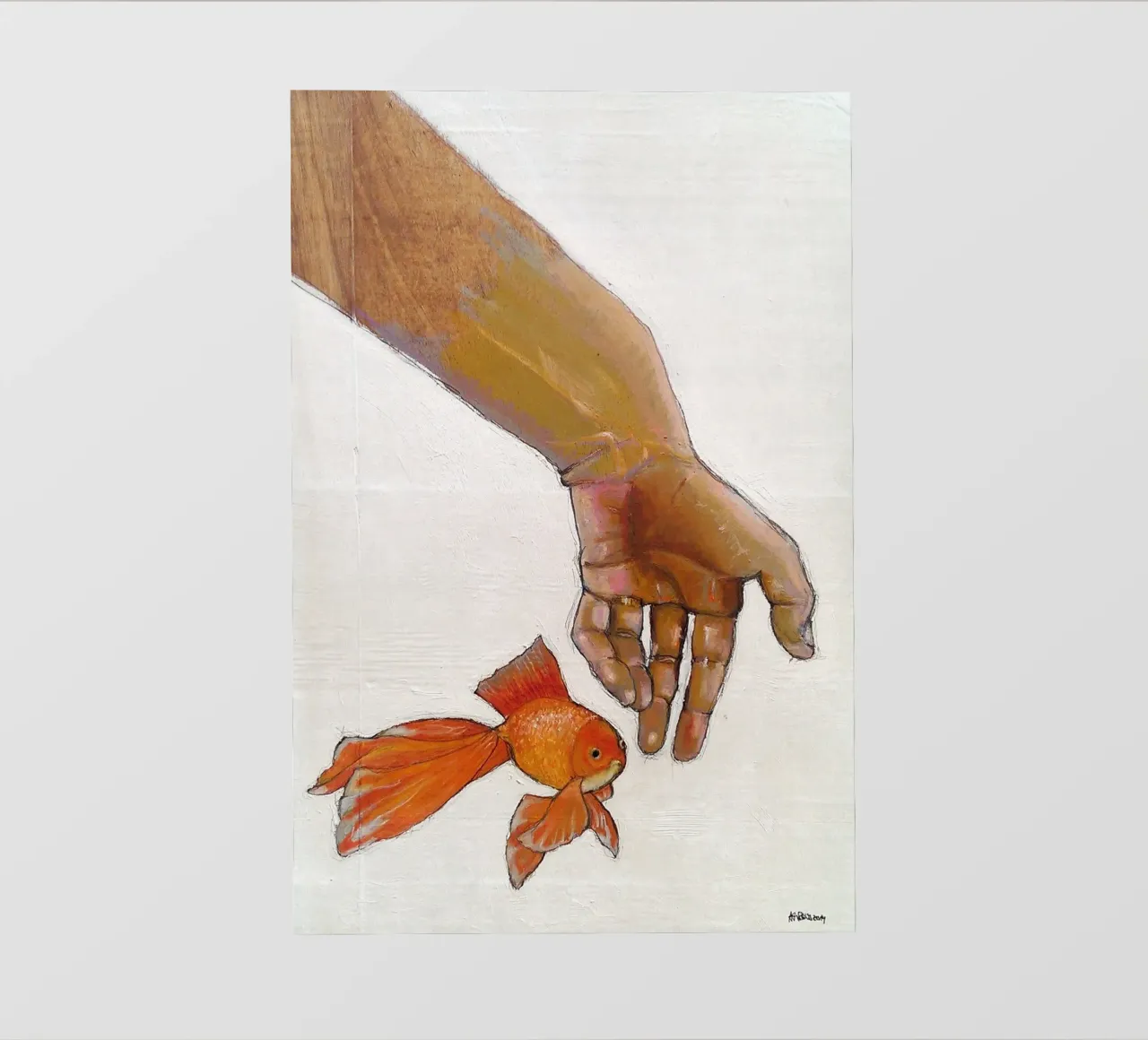 Mano con koi telo in pvc da Martin Ahrens
